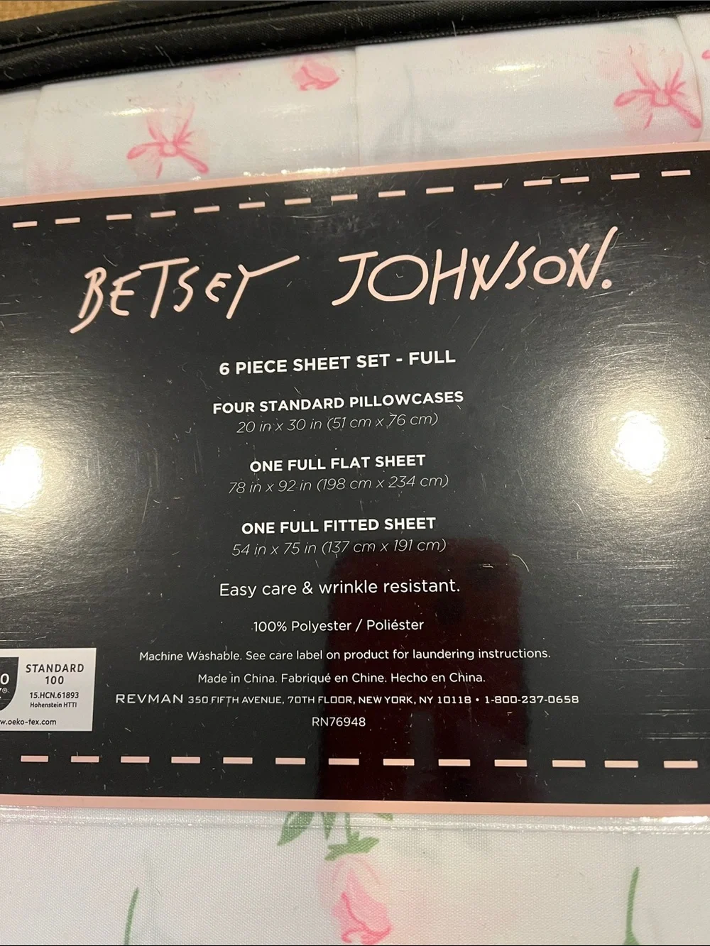 Betsey Johnson White Sheet Set with Pink Floral Accents